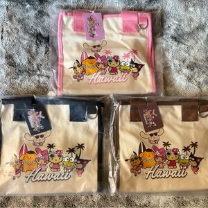 Hawaii Themed Tote Bag - Pink, Black, and Brown